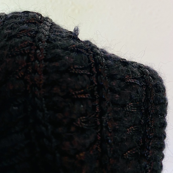 Black Knit Crop Cardigan with crystal button. - Picture 5 of 5